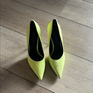 Zara Trafalug Vibrant Yellow/Green Pointed Toe Women's Heels | Size 38